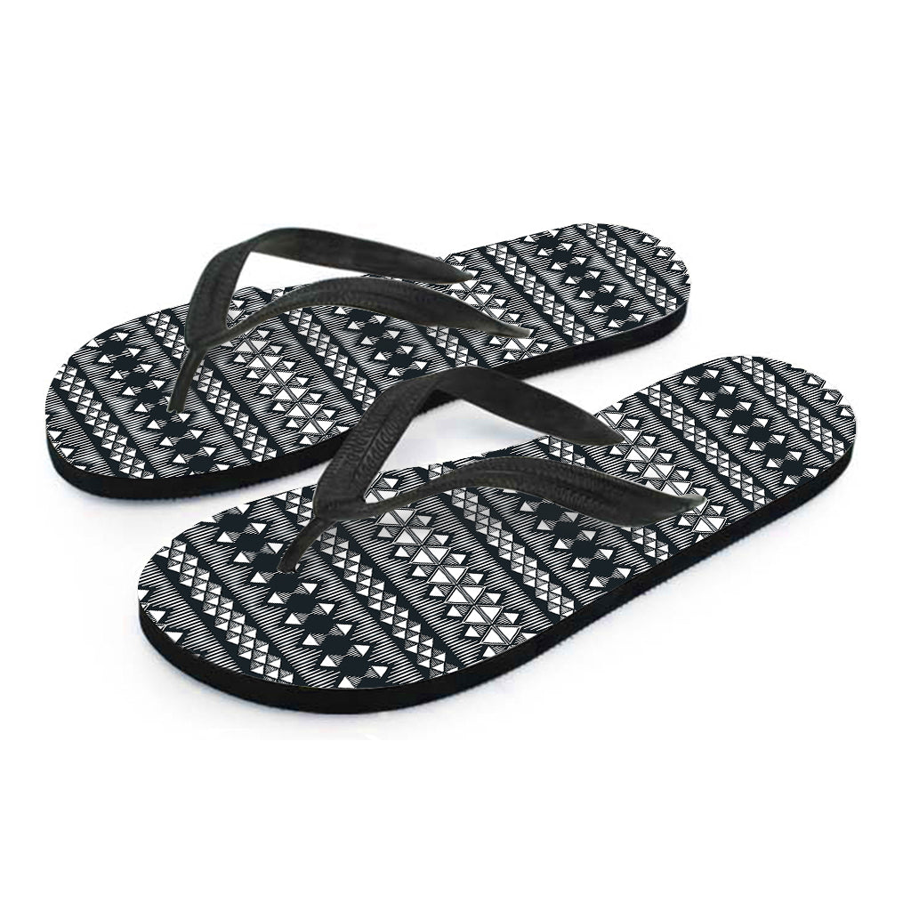 Black And White Tribal Geometric Print Flip Flops