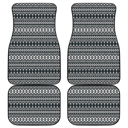 Black And White Tribal Geometric Print Front and Back Car Floor Mats