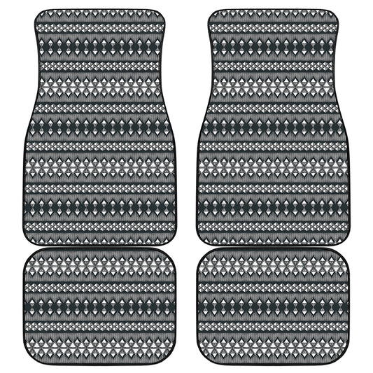 Black And White Tribal Geometric Print Front and Back Car Floor Mats