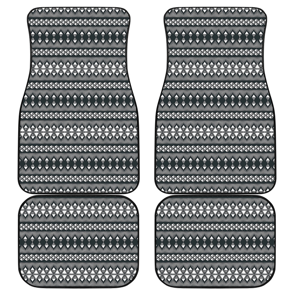 Black And White Tribal Geometric Print Front and Back Car Floor Mats