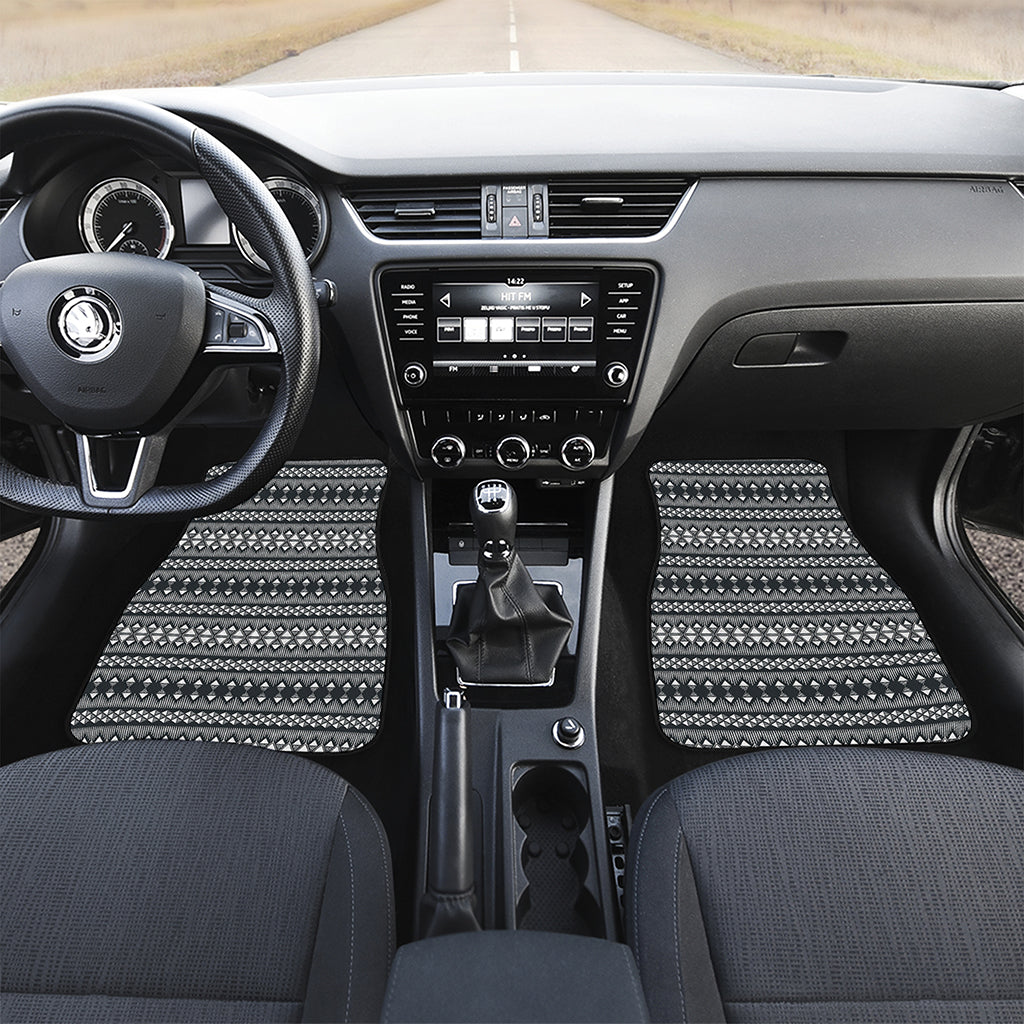 Black And White Tribal Geometric Print Front and Back Car Floor Mats
