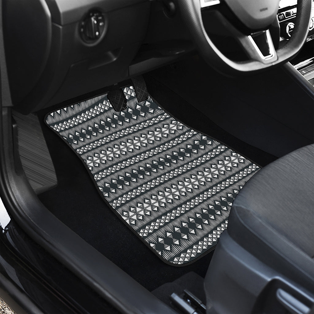Black And White Tribal Geometric Print Front and Back Car Floor Mats