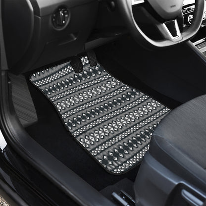 Black And White Tribal Geometric Print Front and Back Car Floor Mats
