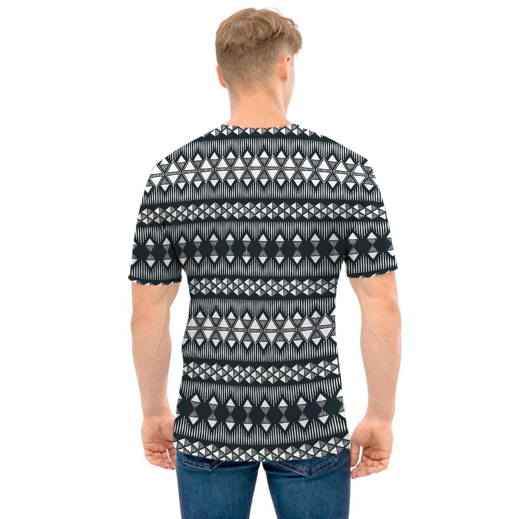 Black And White Tribal Geometric Print Men's T-Shirt