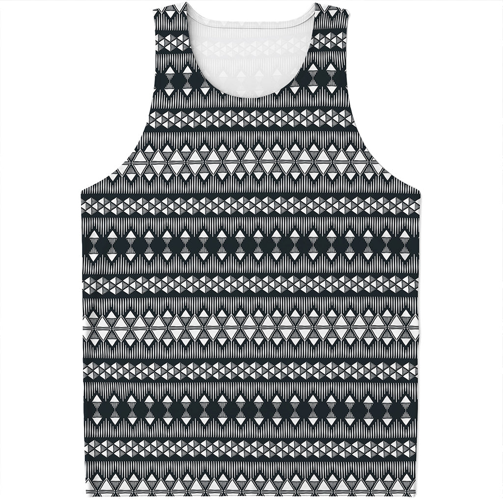 Black And White Tribal Geometric Print Men's Tank Top