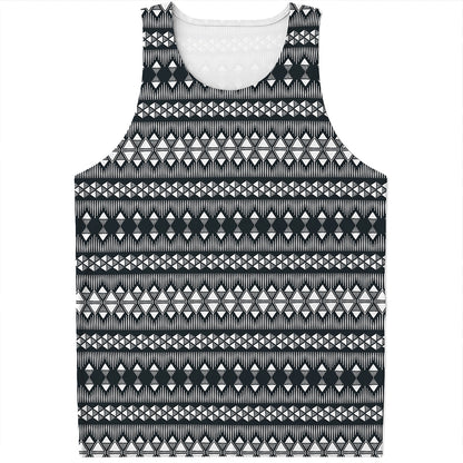 Black And White Tribal Geometric Print Men's Tank Top