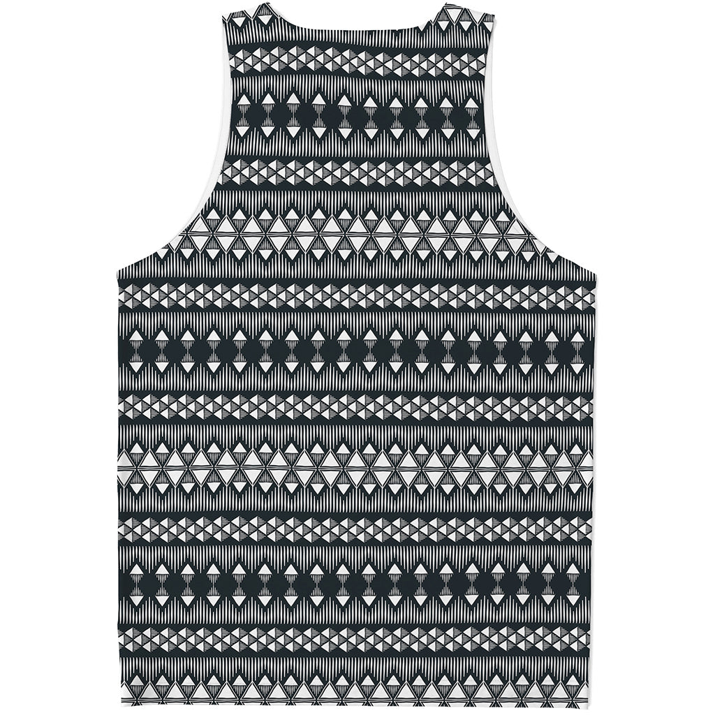 Black And White Tribal Geometric Print Men's Tank Top