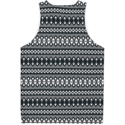 Black And White Tribal Geometric Print Men's Tank Top