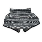 Black And White Tribal Geometric Print Muay Thai Boxing Shorts