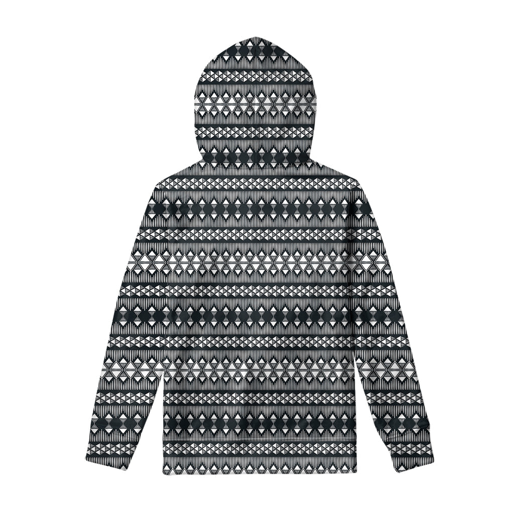 Black And White Tribal Geometric Print Pullover Hoodie