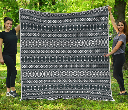 Black And White Tribal Geometric Print Quilt