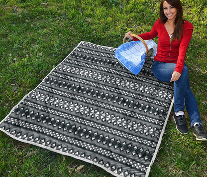 Black And White Tribal Geometric Print Quilt
