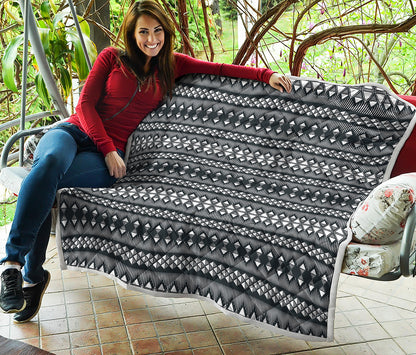 Black And White Tribal Geometric Print Quilt
