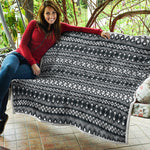 Black And White Tribal Geometric Print Quilt