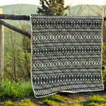 Black And White Tribal Geometric Print Quilt