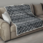 Black And White Tribal Geometric Print Quilt