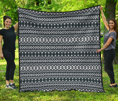 Black And White Tribal Geometric Print Quilt