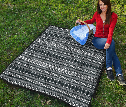 Black And White Tribal Geometric Print Quilt