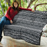 Black And White Tribal Geometric Print Quilt