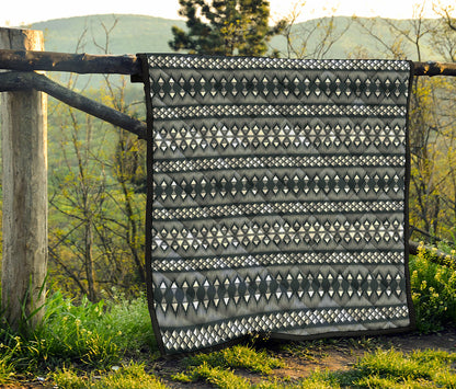 Black And White Tribal Geometric Print Quilt