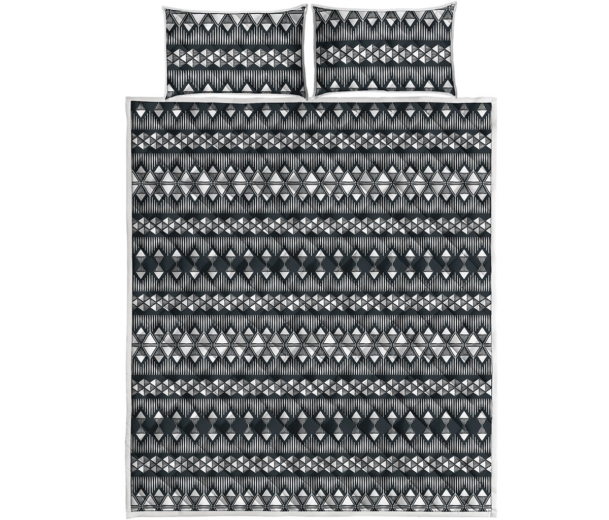 Black And White Tribal Geometric Print Quilt Bed Set