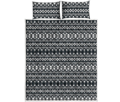 Black And White Tribal Geometric Print Quilt Bed Set