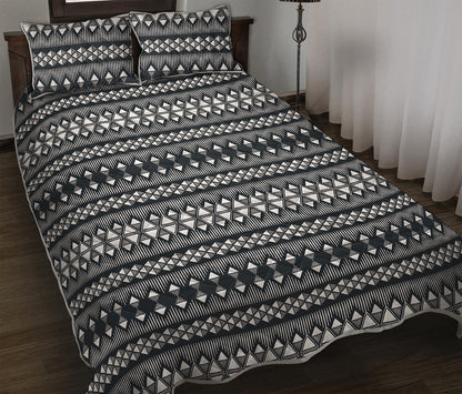 Black And White Tribal Geometric Print Quilt Bed Set