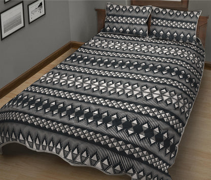 Black And White Tribal Geometric Print Quilt Bed Set