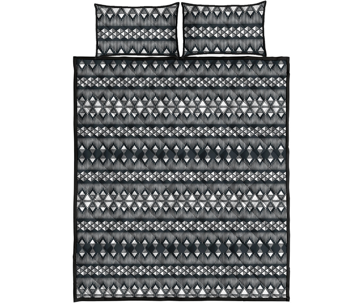 Black And White Tribal Geometric Print Quilt Bed Set