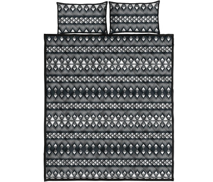 Black And White Tribal Geometric Print Quilt Bed Set