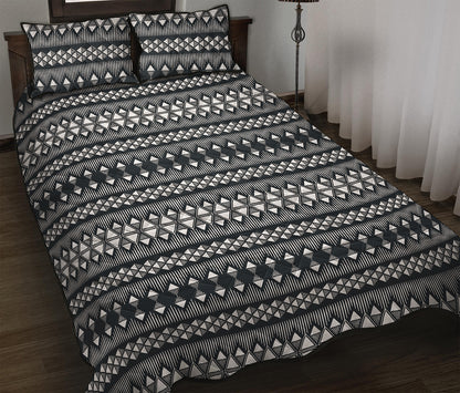 Black And White Tribal Geometric Print Quilt Bed Set
