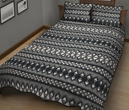 Black And White Tribal Geometric Print Quilt Bed Set