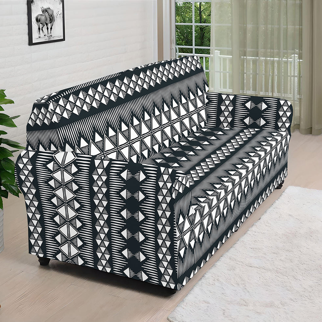 Black And White Tribal Geometric Print Sofa Cover