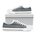 Black And White Tribal Geometric Print White Low Top Sneakers
