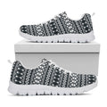 Black And White Tribal Geometric Print White Running Shoes