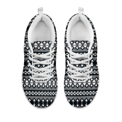 Black And White Tribal Geometric Print White Sneakers