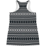 Black And White Tribal Geometric Print Women's Racerback Tank Top