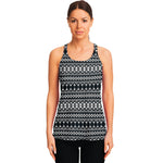 Black And White Tribal Geometric Print Women's Racerback Tank Top