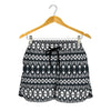 Black And White Tribal Geometric Print Women's Shorts