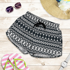 Black And White Tribal Geometric Print Women's Shorts