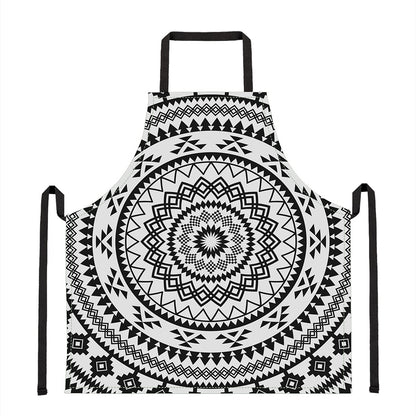 Black And White Tribal Mandala Print Apron