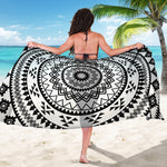 Black And White Tribal Mandala Print Beach Sarong Wrap