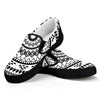 Black And White Tribal Mandala Print Black Slip On Shoes