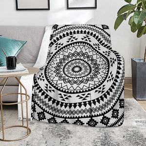 Black And White Tribal Mandala Print Blanket