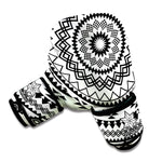 Black And White Tribal Mandala Print Boxing Gloves