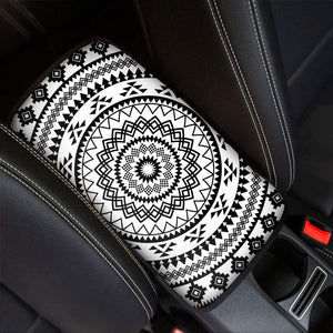 Black And White Tribal Mandala Print Car Center Console Cover