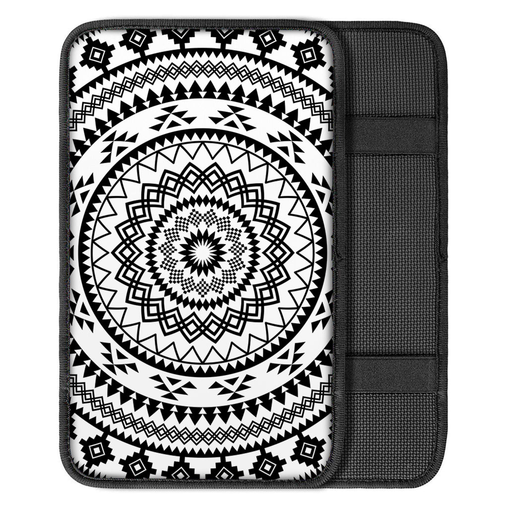 Black And White Tribal Mandala Print Car Center Console Cover