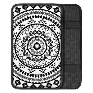 Black And White Tribal Mandala Print Car Center Console Cover