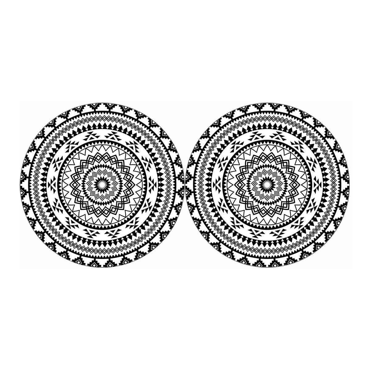 Black And White Tribal Mandala Print Car Coasters