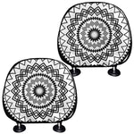 Black And White Tribal Mandala Print Car Headrest Covers